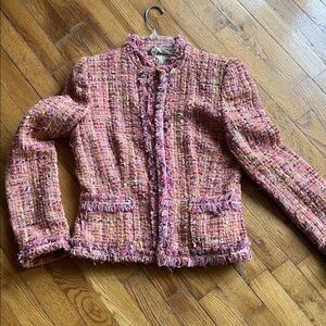 Elegant Pink Tweed Women's Blazer